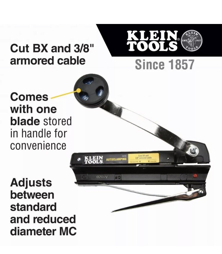 New!Klein Tools Armored and BX Cable Cutter Model 53725
