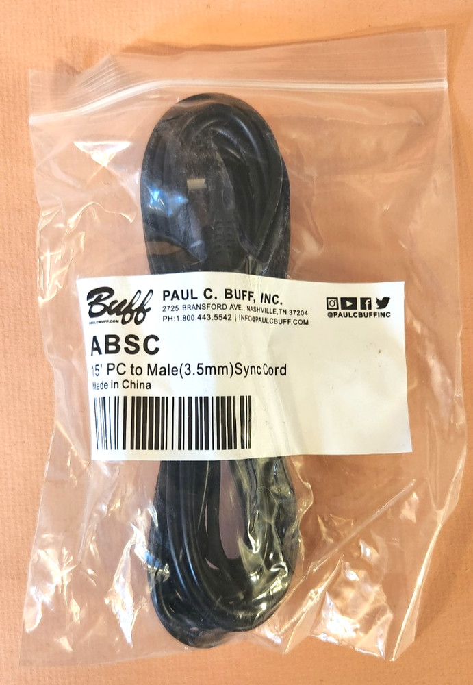 Alien Bees / Einstein 15' Sync Cord Right Angle PC to 1/8" -- MPN ABSC