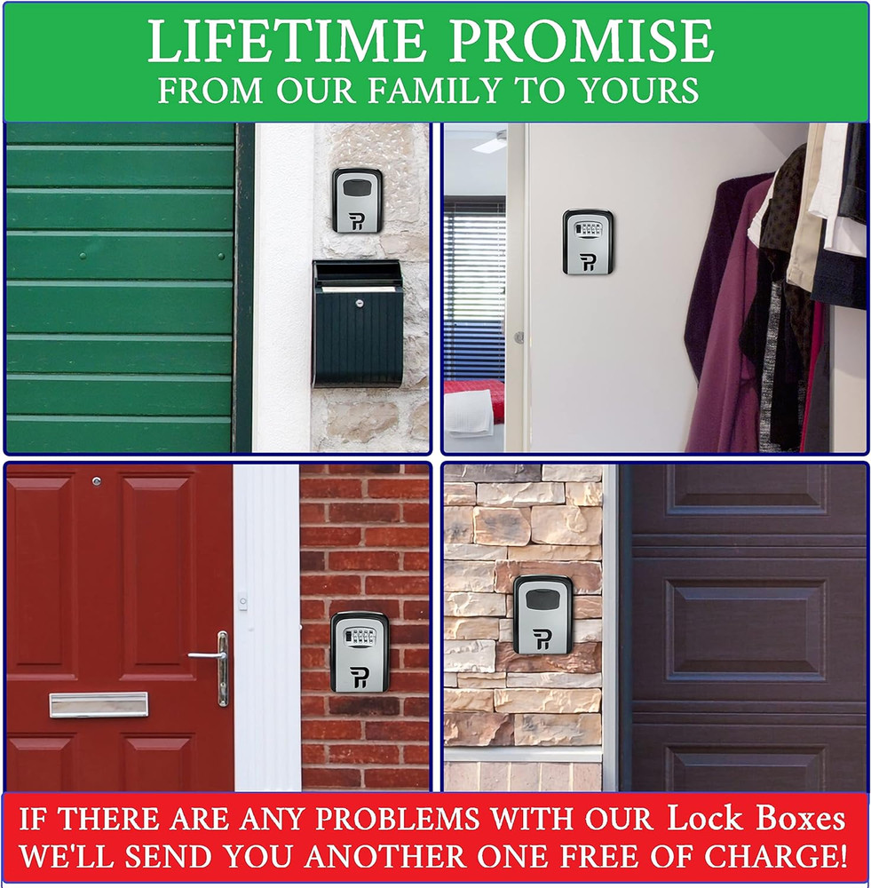 Lock Box for Keys with Code - Wall Mount Spare Key Lockbox Outdoor - Combination