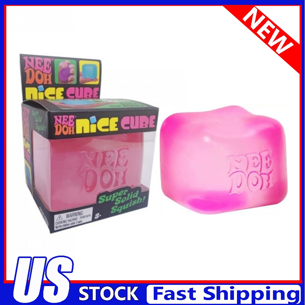 Nee Doh Nice Cubes Ice Cube Toy Fidget Super Solid Squish Pink******************