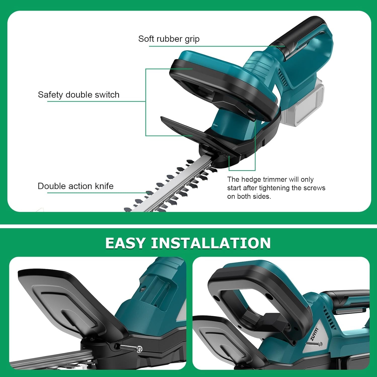 Cordless Hedge Trimmer for 18V Makita Battery, Electric Bush Trimmer 22 Inche...