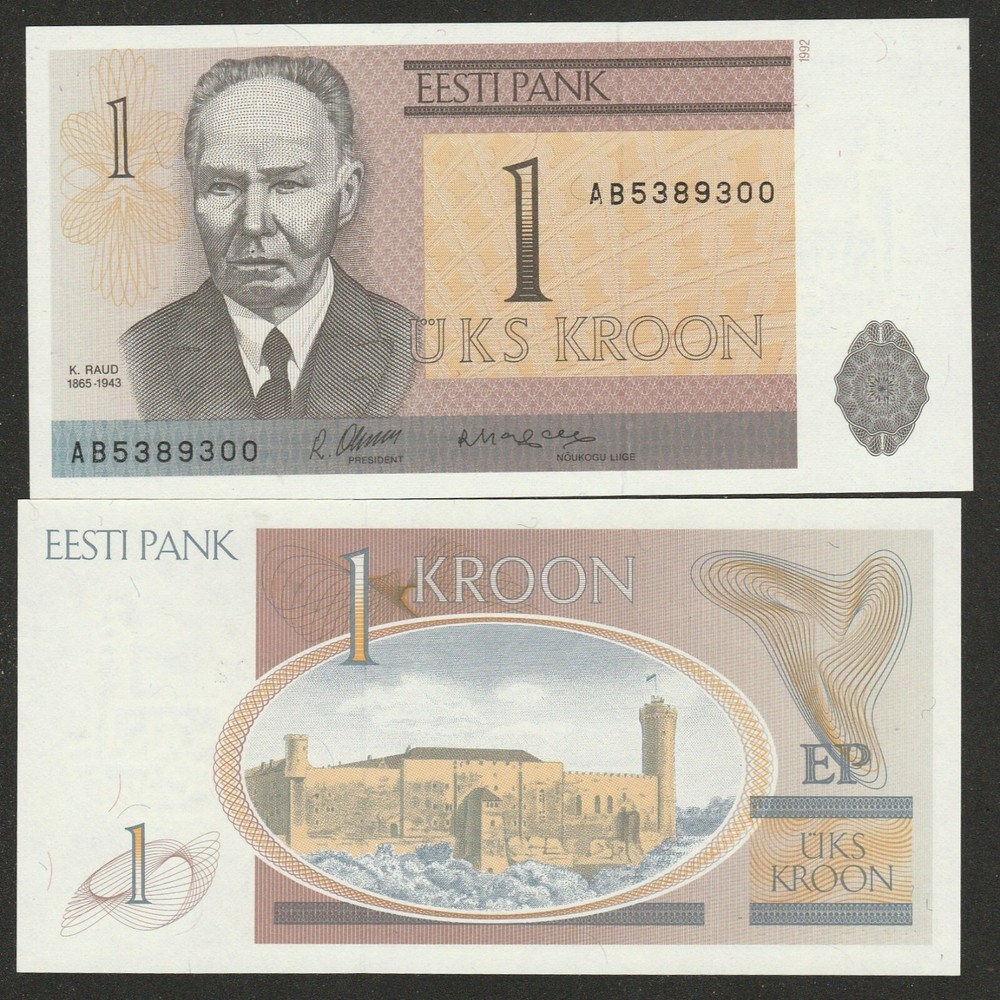 1992 ESTONIA 1 KROON NOTE UNC