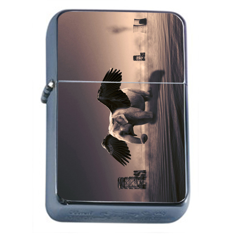 Elephant Art D32 Flip Top Oil Lighter Windproof Resistant Flame