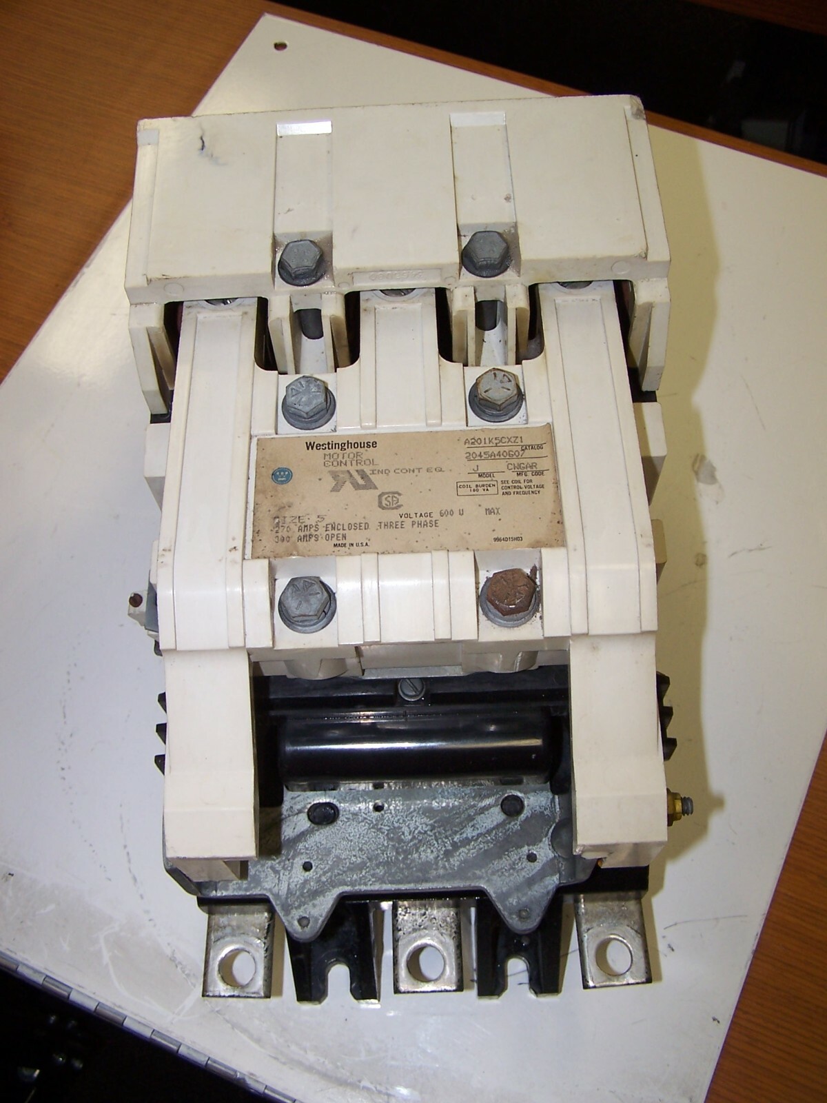 👀 WESTINGHOUSE SIZE 5 MODEL J MOTOR CONTROL 300A 120V COIL 600V 3PH A201K5CXZ1.