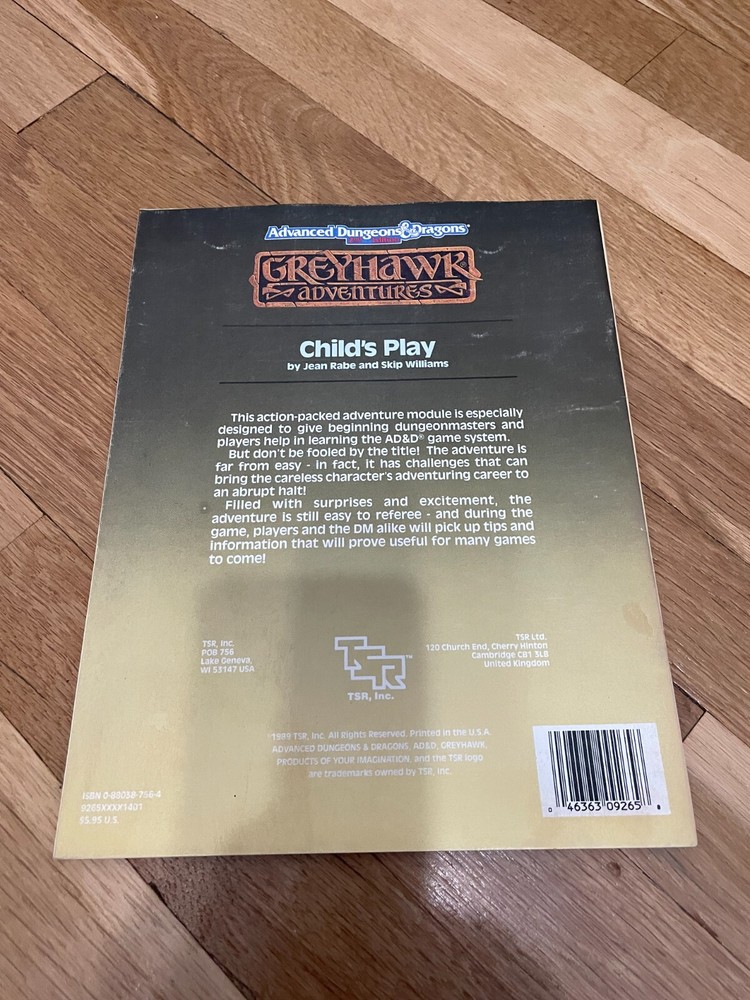 Advanced Dungeons & Dragons Child's Play Greyhawk Original