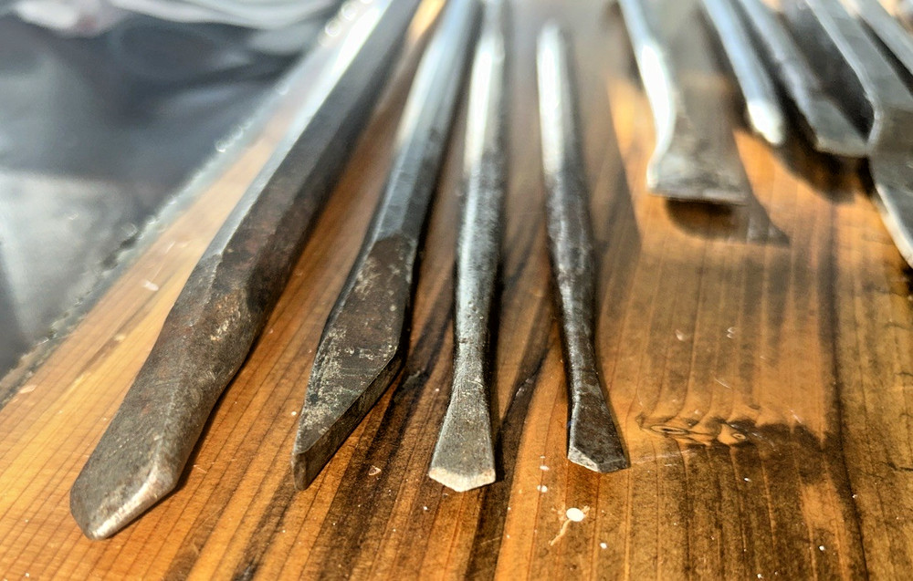 Cold Chisel mixed size lot flat & cape chisels,machinist blacksmith tools (11)