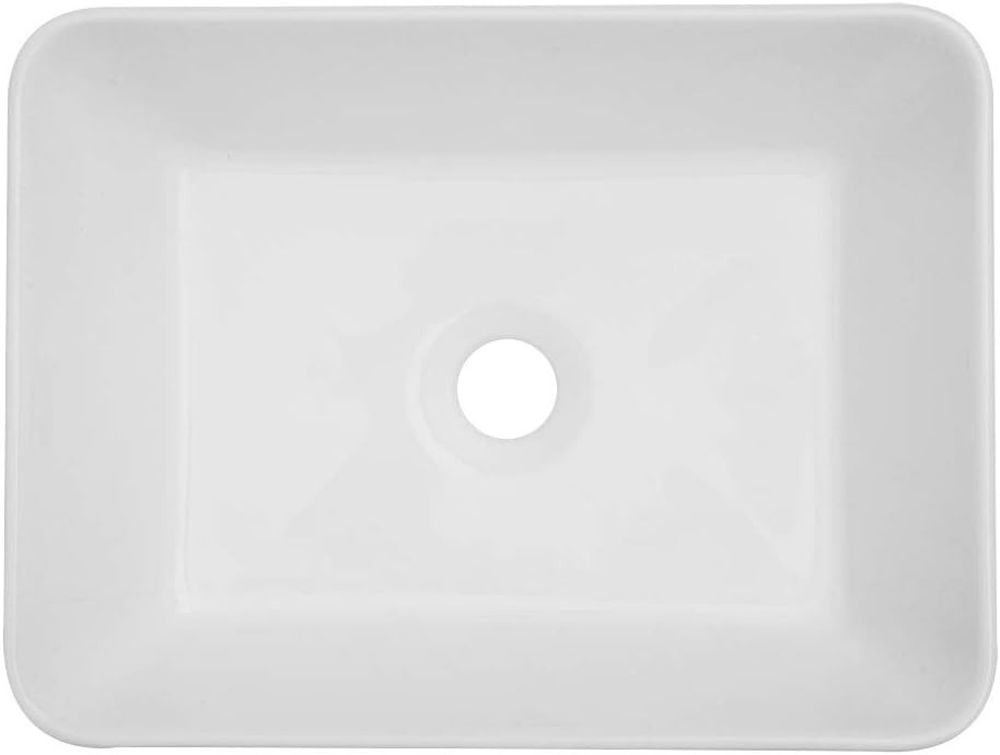 Vessel Sink Rectangular - 16"x12" Modern White Bathroom Sink Rectangle Above ...