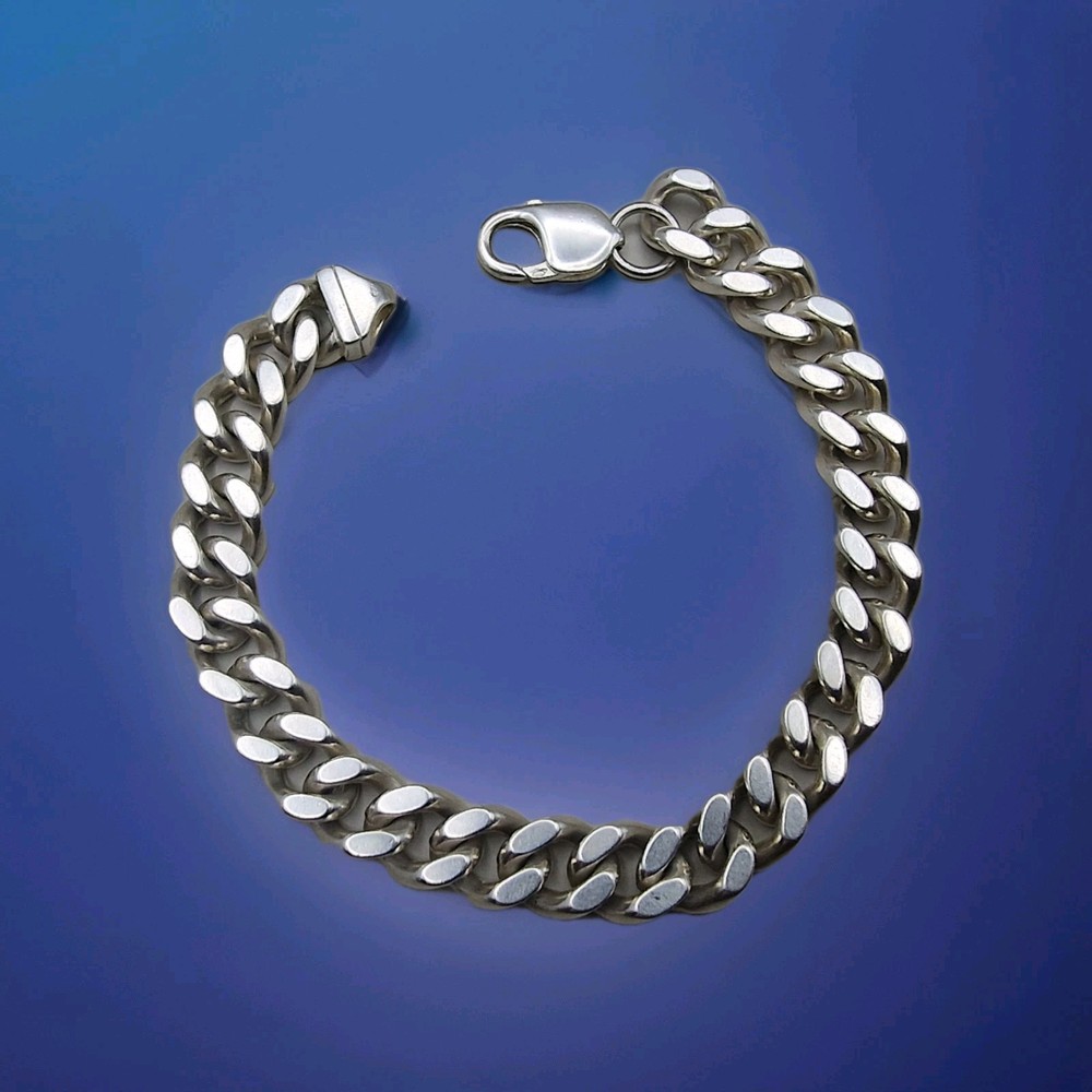 Sterling Silver Curb Link Bracelet – Solid 925 – Classic Heavy Chain