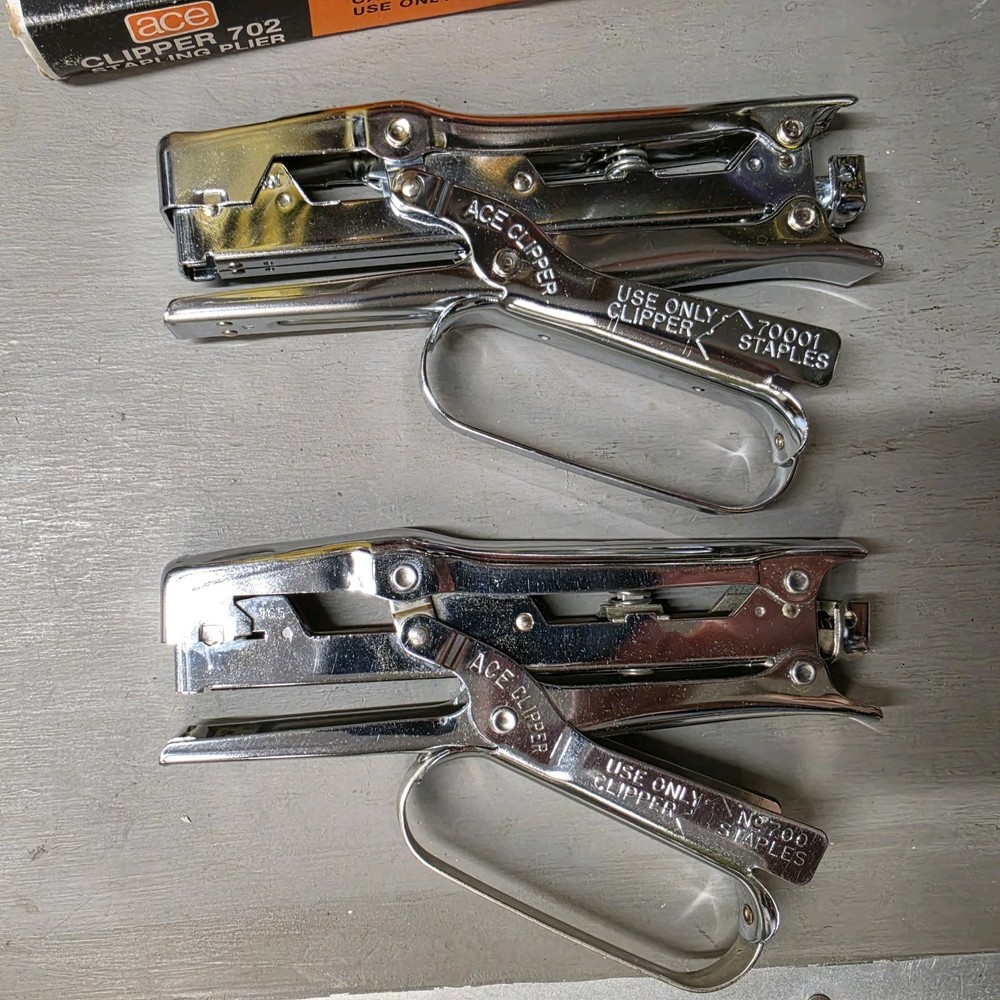 Two (2) Ace Clipper 702 Stapling Plier/Staplers