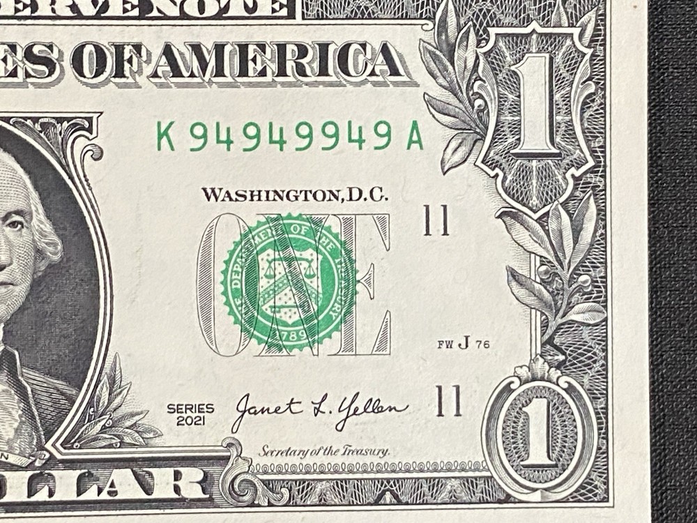 2021 - $1 - Binary Ink Transfer Metallic Ink Mark K94949949 - UNC