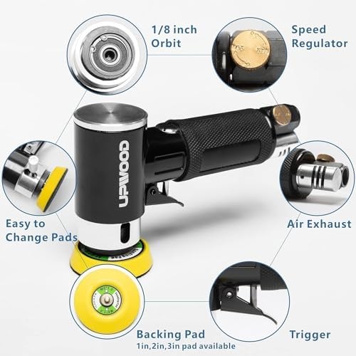 Mini Orbital Air Sander Pneumatic Random Orbital with Hook Loop Pads