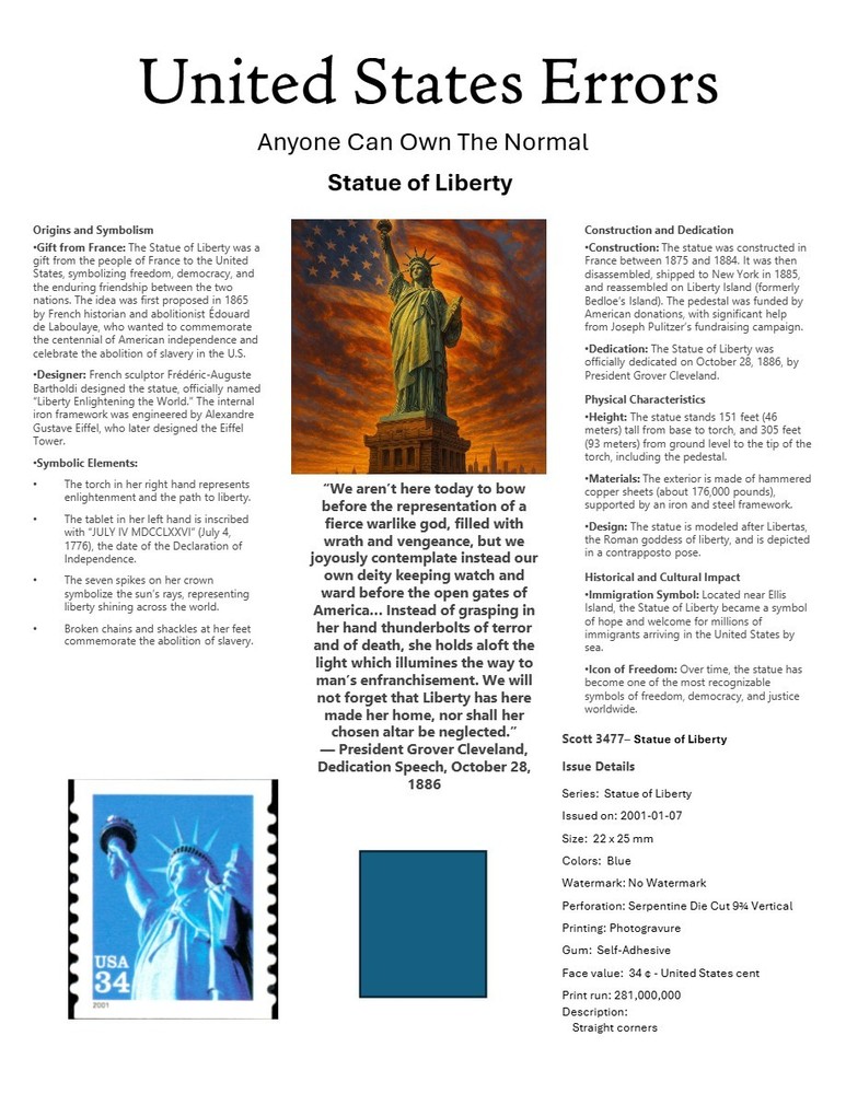 Centsational Custom Presentation Panel For Error SN 3477 - 8.5” X 11”