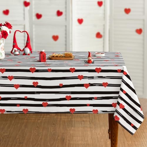 Valentine Tablecloth 60×84 Inch 60" x 84" (Rectangular) Black White