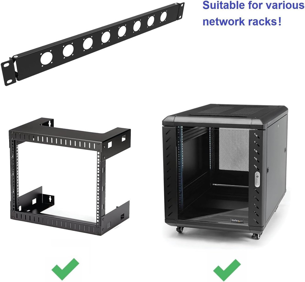 1U Hinged Rack Panel for 19" Rack - 8D XLR HDMI Audio Mount