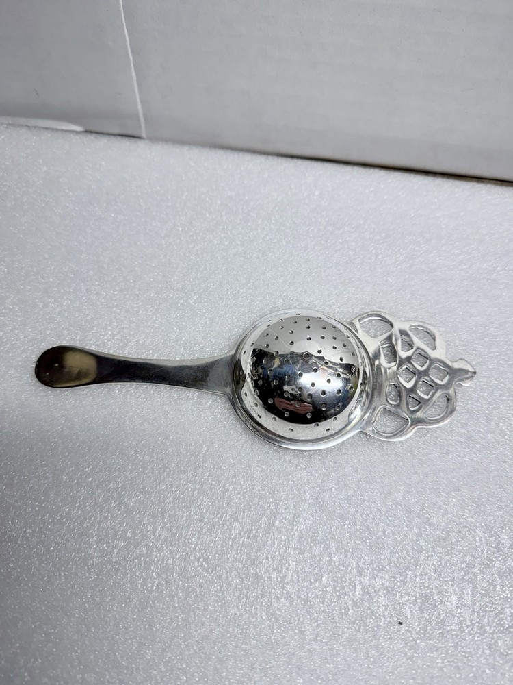Vintage Silver Plated Tea Strainer With Handle Crown Design