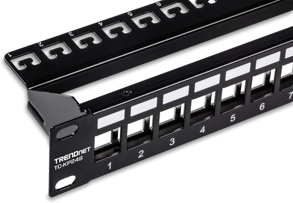 24-Port Blank Keystone Shielded 1U Patch Panel, 1U 19" Rackmount Housing, Protec