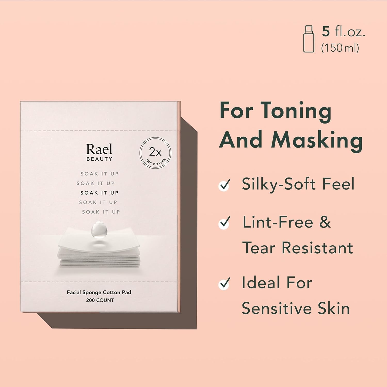 Rael Soak It Up Cotton Pads for Face, Soft & Thin, Korean Skin Care (200 Count)