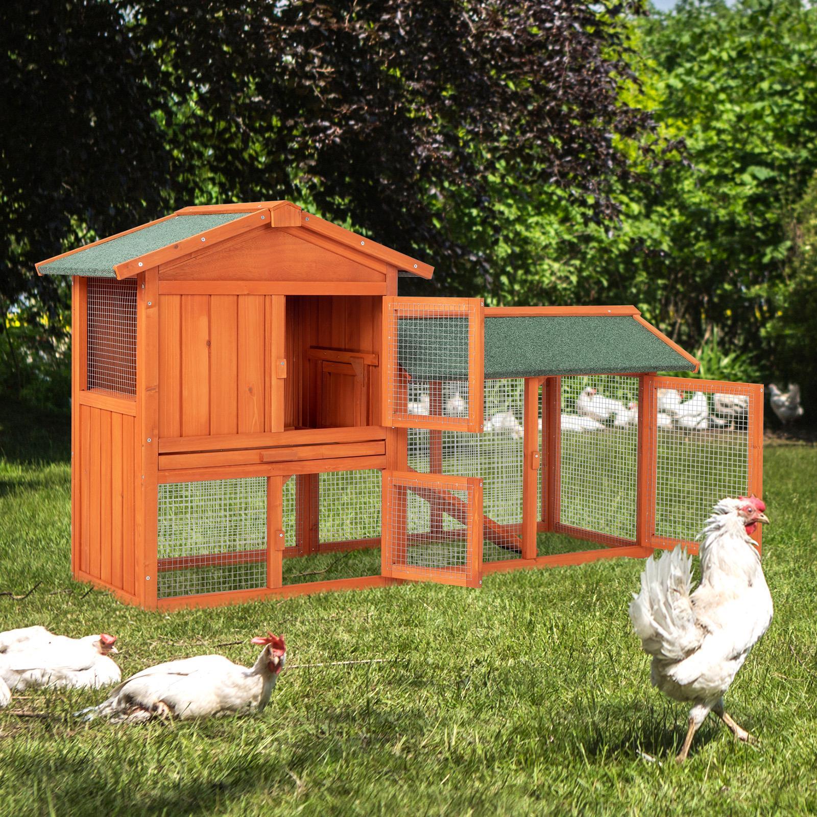 Wooden Chicken Coop Hen House Poultry Hutch Pet Cage w/ Nesting Box Backyard