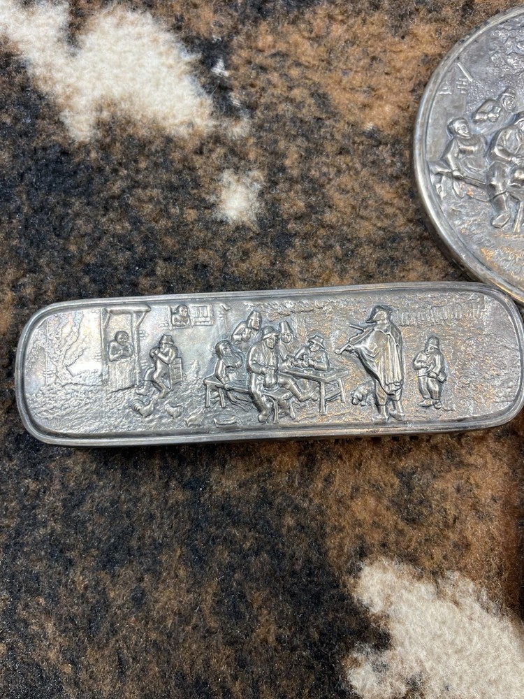 VTG Hans Jensen Denmark Silver Plate Repousse Combs & Mirror