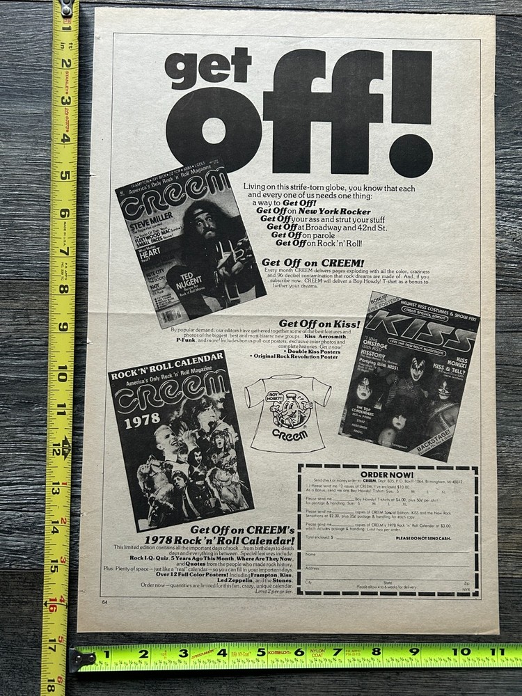KISS Ad Mini Poster 11x16 Kiss Creem Magazine Special 1978 Vintage Kiss Aucoin