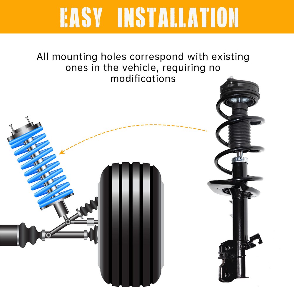 Front (2) Complete Strut & Coil Spring Assembly For Nissan Rogue 2008-2012