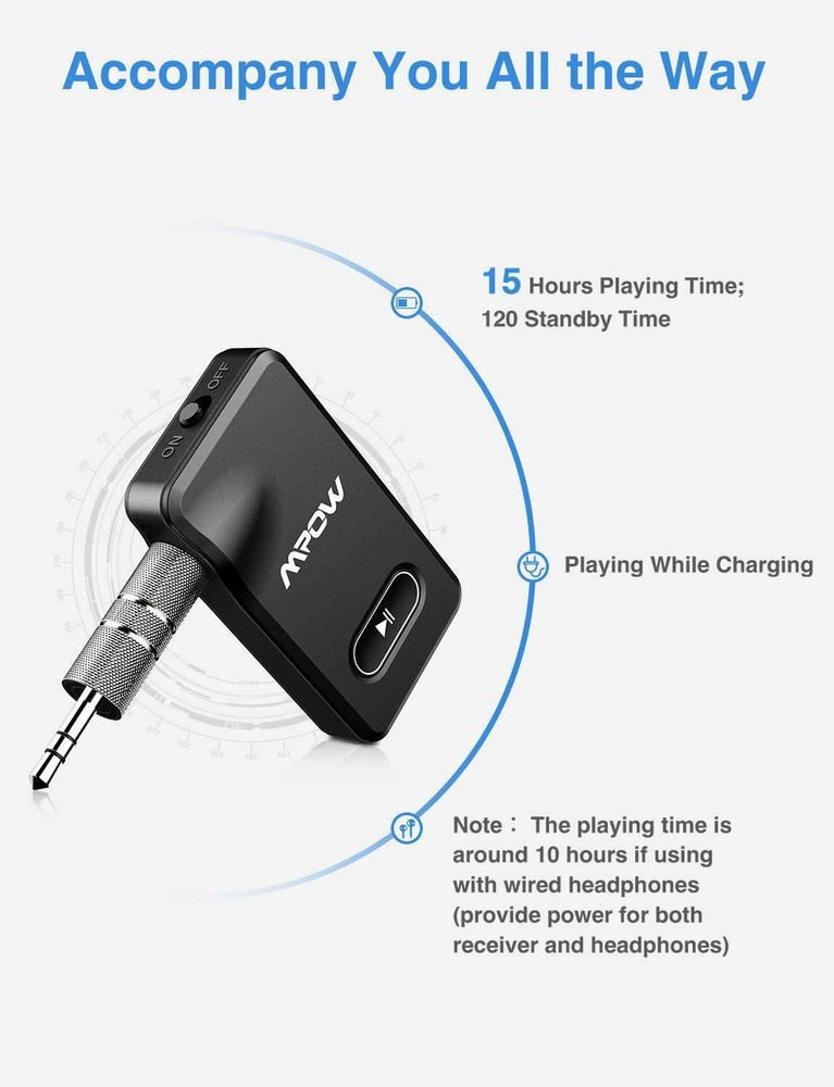 Adaptador de Auto Auxiliar Portátil para Receptor Bluetooth para Música Mp3