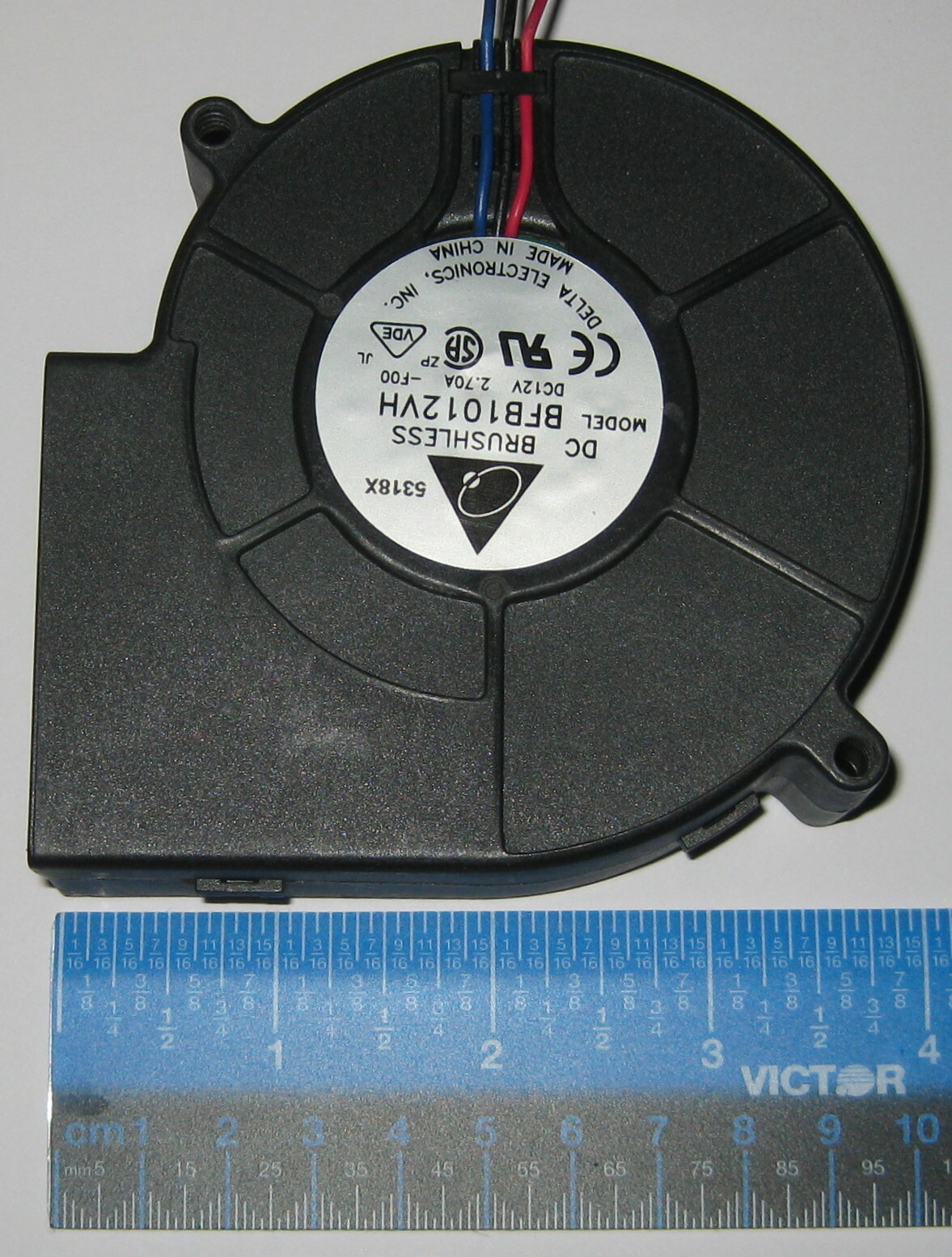 Powerful Delta Blower Fan - 12 V - 97 x 94 mm - 4500 RPM - 1.95" H2O - BFB1012VH