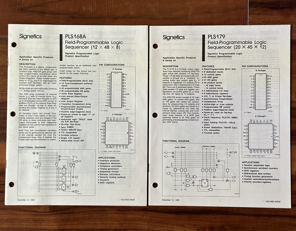 1987 Signetics Designing Made Easy Programmable Logic Sequencers PLS168A/PLS179