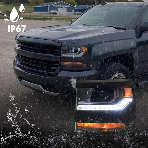 Headlight Assembly Compatible with Chevy Silverado 1500 2016 Left Driver Side