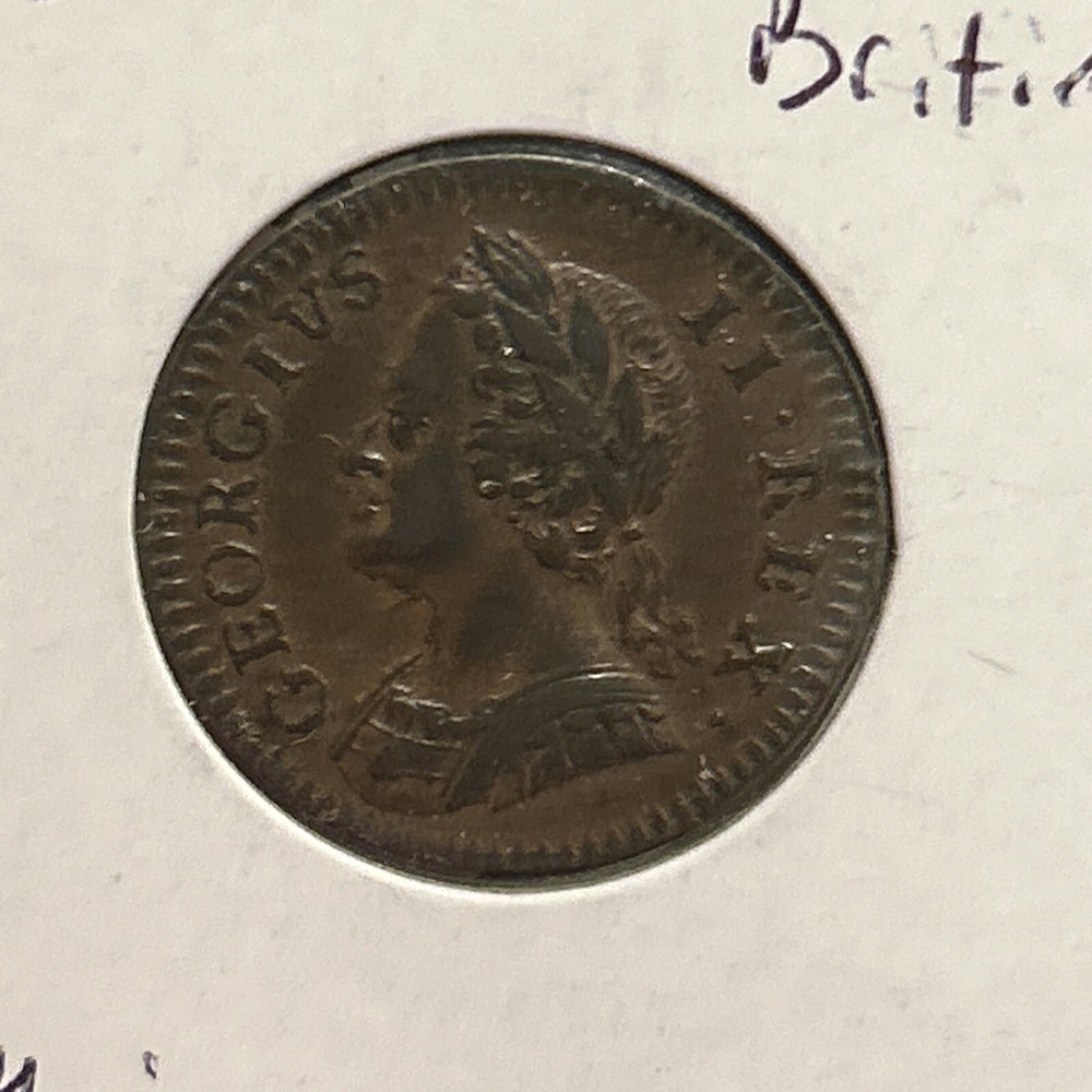 1754 George II Farthing Copper Coin High Grade !!!!