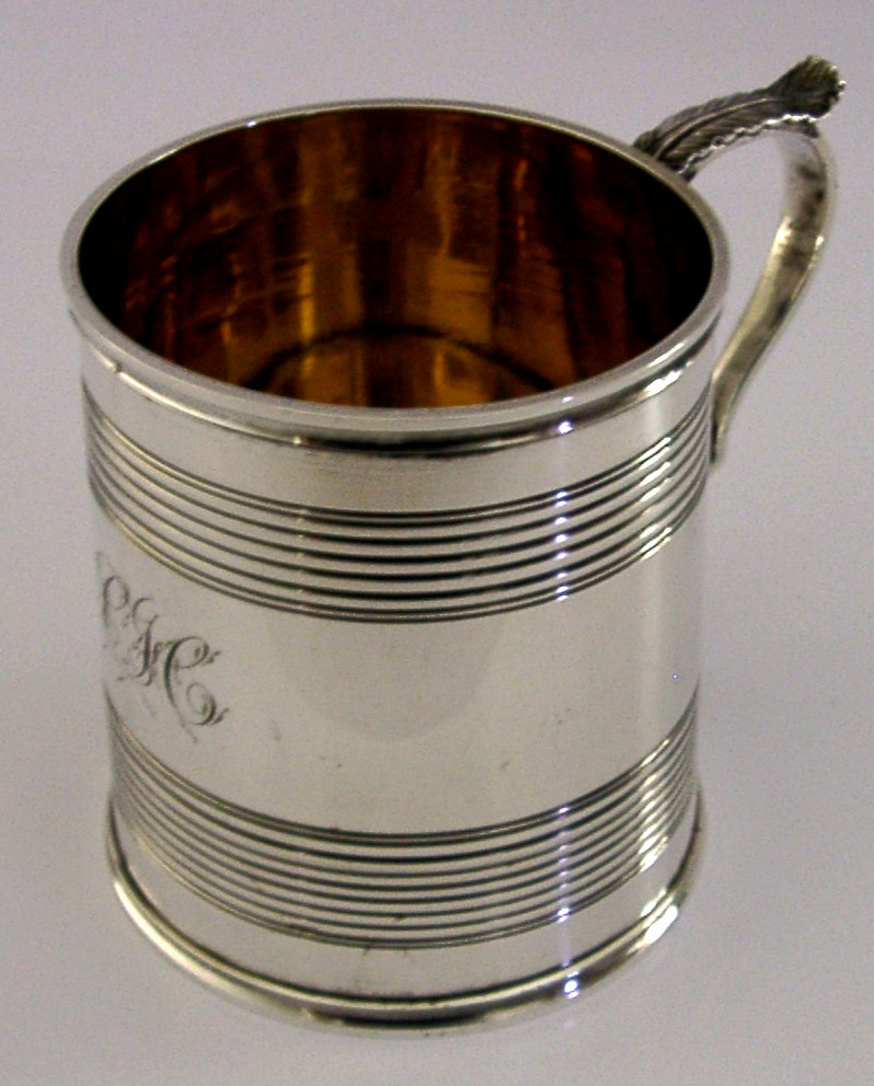 HEAVY 115g ENGLISH STERLING SILVER MUG 1854 VICTORIAN ANTIQUE