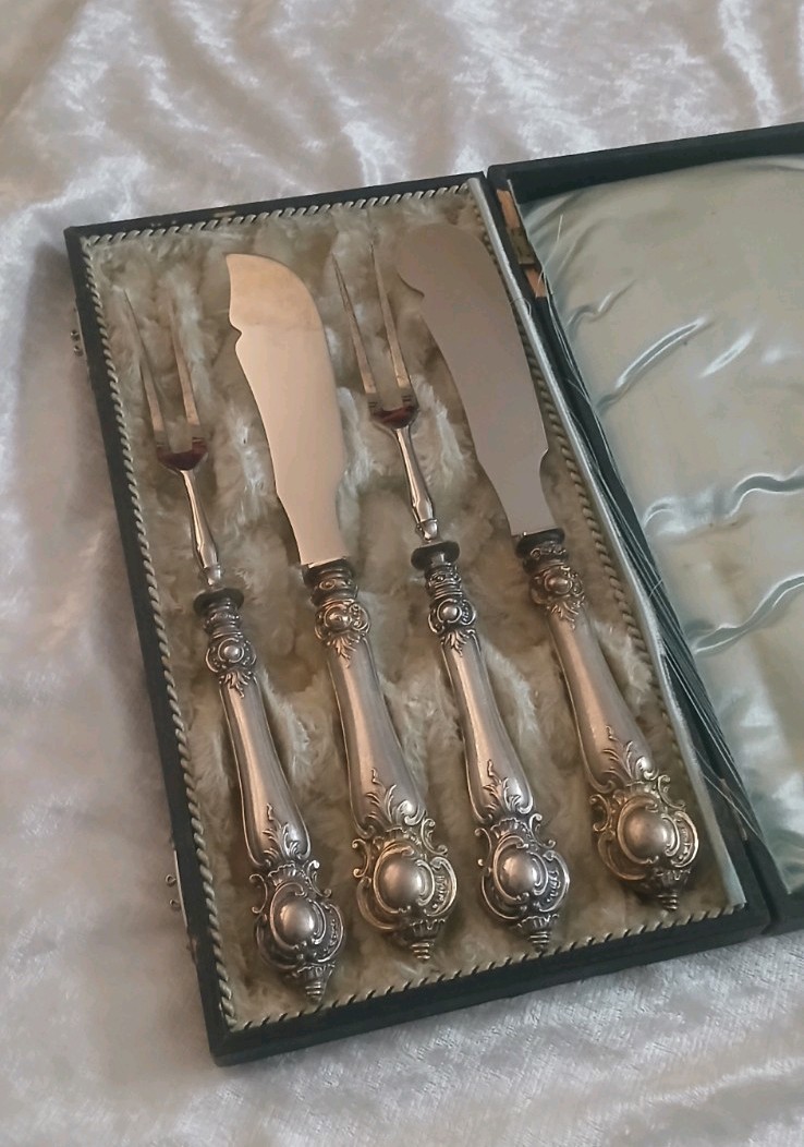 Antique 800 German Silver Fish Set Original Box W. Schwechten Berlin 1853-1902