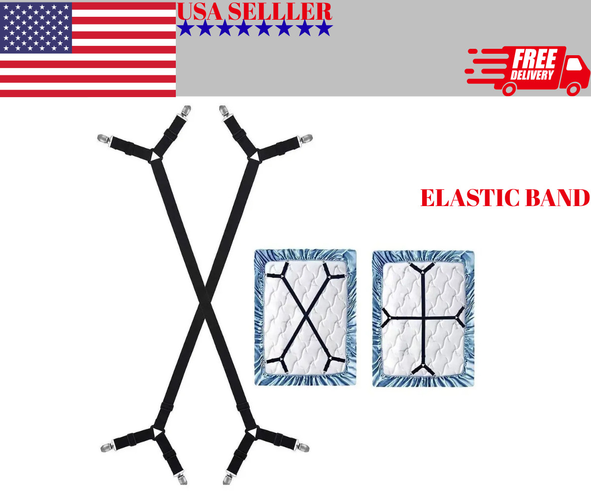 2pcs Adjustable elastic bed sheet holder straps - sheet clips for bedding, sheet