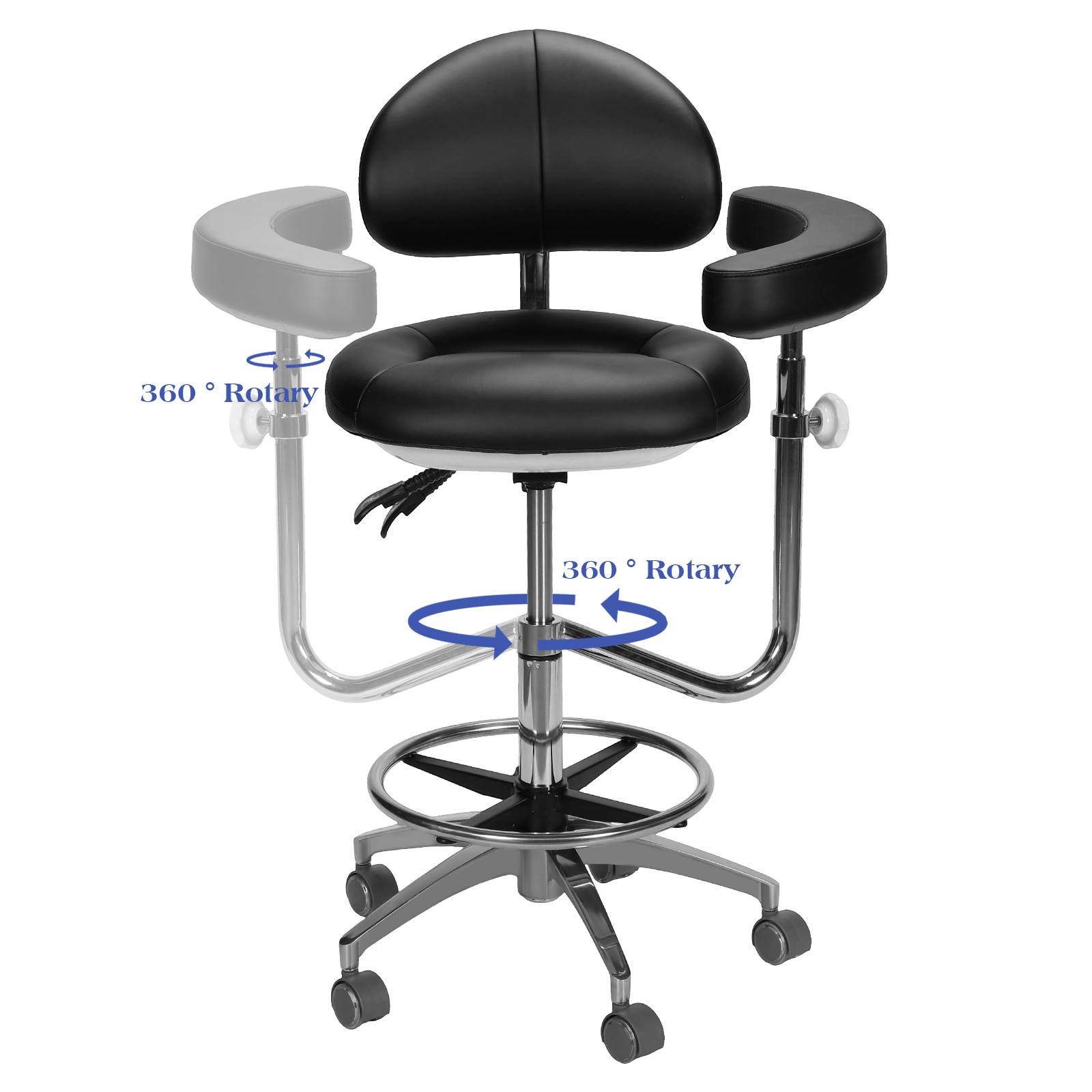 Dental Medical Microscope Stool with Armrest Dentist Surgeon Chair Microsurgical