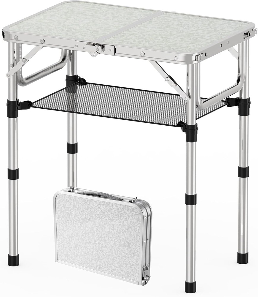 Folding Camping Table Adjustable Height Folding Table Portable Aluminum Small