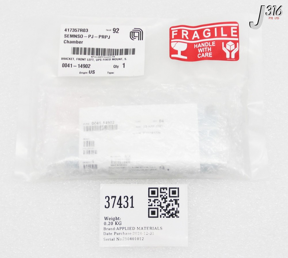 37431 APPLIED MATERIALS BRACKET, FRONT LEFT, UPS FIXED MOUNT (NEW) 0041-14902