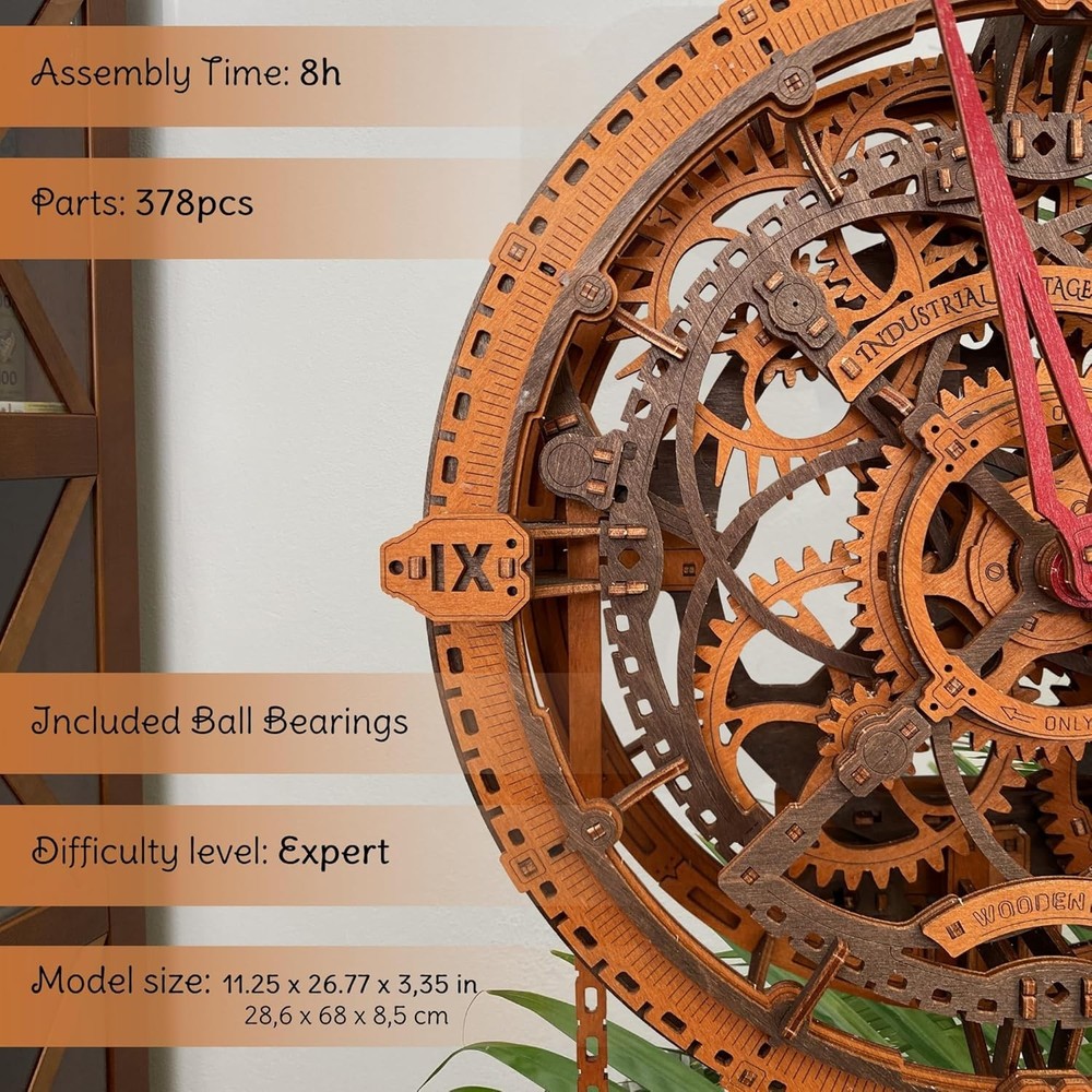 Mechanical Wall Clock Kit for Adults - DIY Steampunk Puzzle