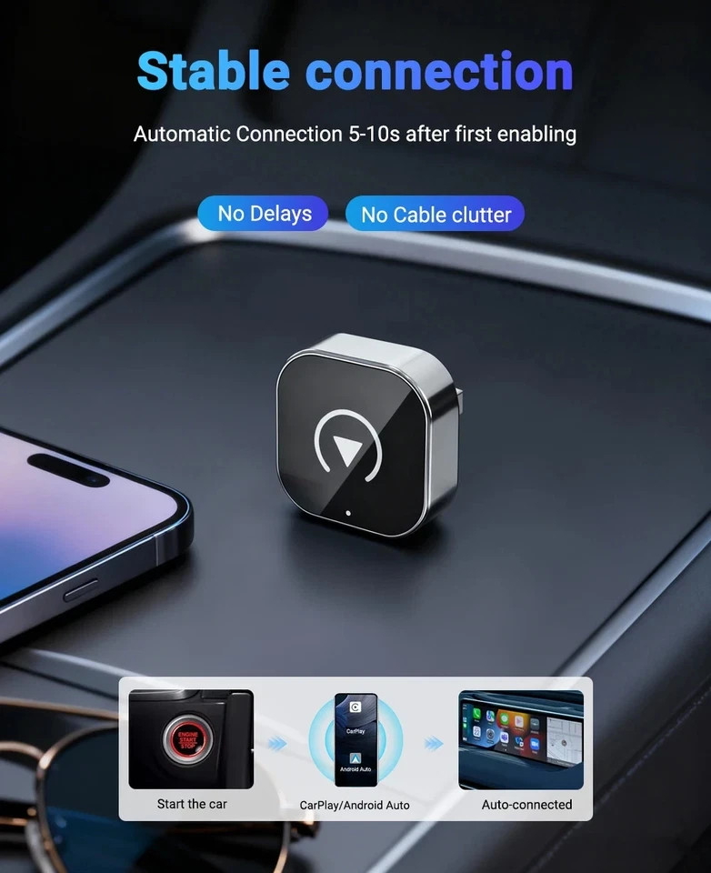 USB Auto Wireless CarPlay Adapter For iPhone Apple Wireless Dongle Plug ＆ Play
