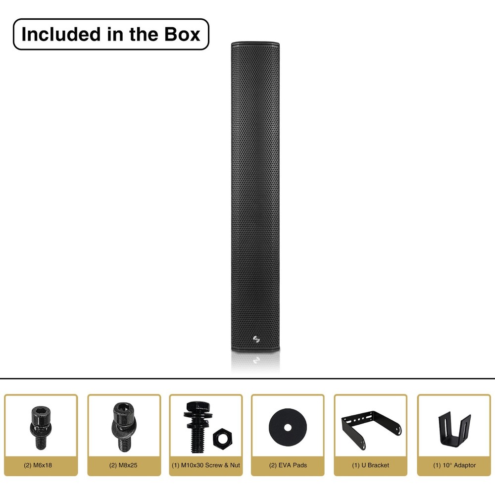 Sound Town Passive Wall-Mount Column Line Array Speaker 6x5", Black (CARPO-P12B)