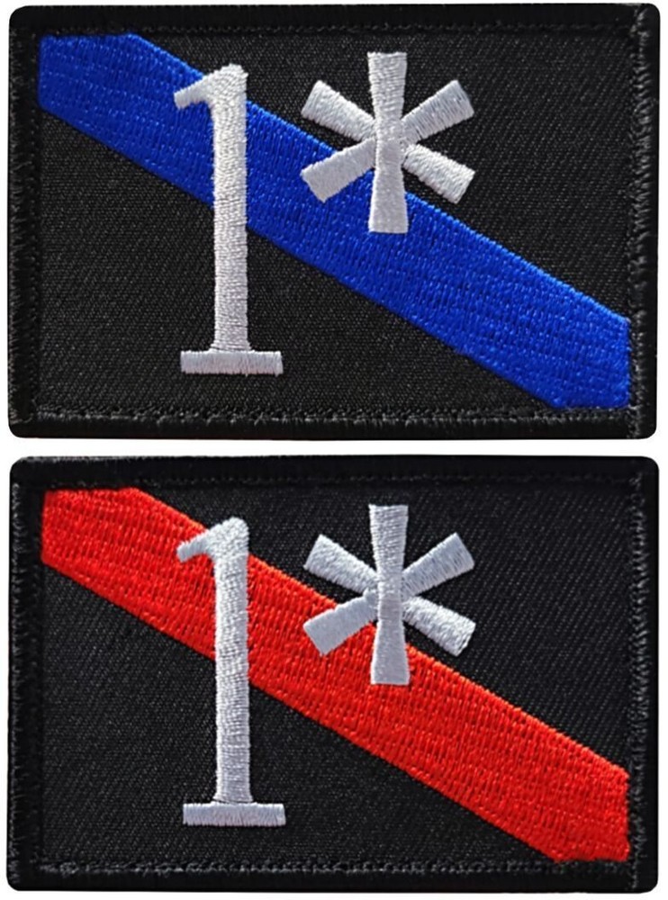 1* (One Ass To Risk) Thin Blue Red Line Patch | 2PC  HOOK BACK 3"X2"