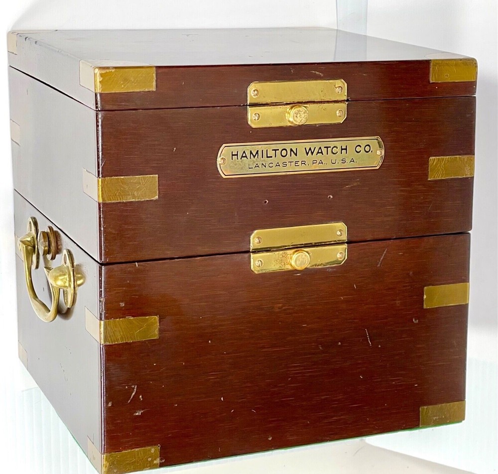 Hamilton Model 21. Ships Marine Chronometer Mahogany Mounting Box...