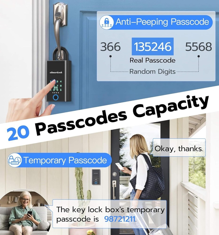 Anweller Lock Box for Keys with Code, Fingerprint RFID Smart Bluetooth Key Hider