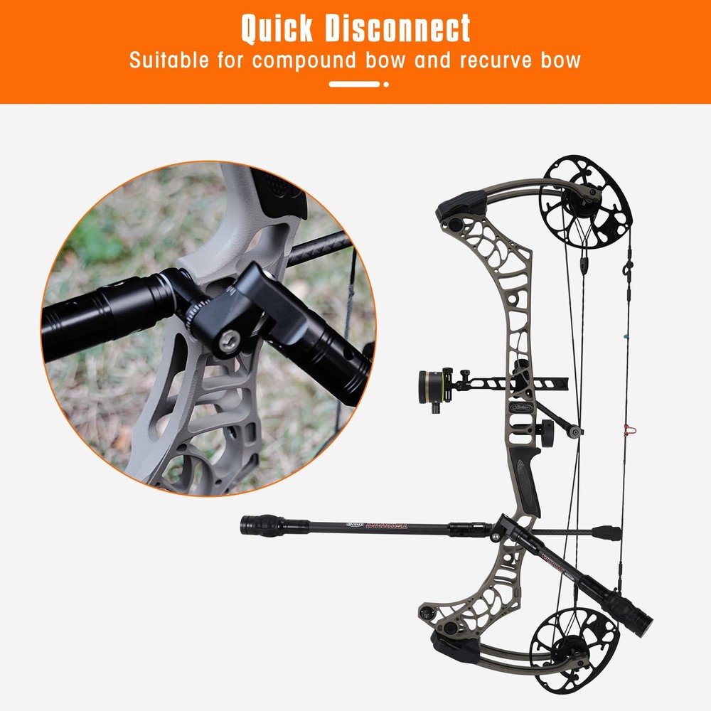 Adjustable V-Bar Mount Quick Disconnect Bow Rod Stabilizer for Archery