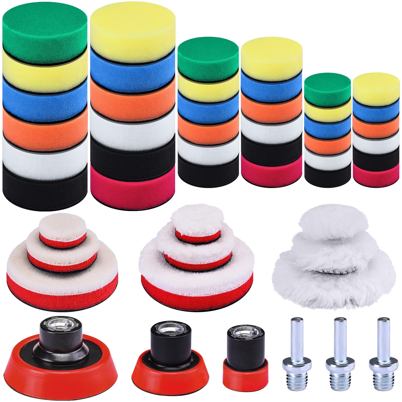 51 Pieces Car Foam Drill Polishing Pad Kit 1 inch 2 inch 3 inch Detail Polish...