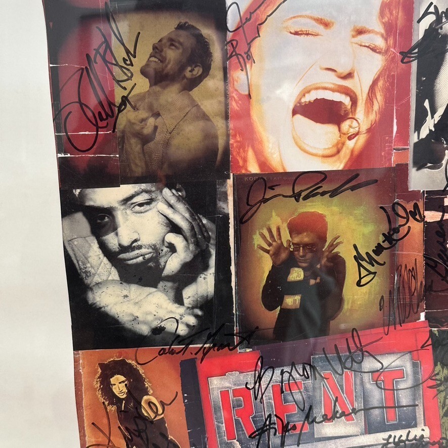 RENT Cast Signed Broadway Poster Window Card - Collectible