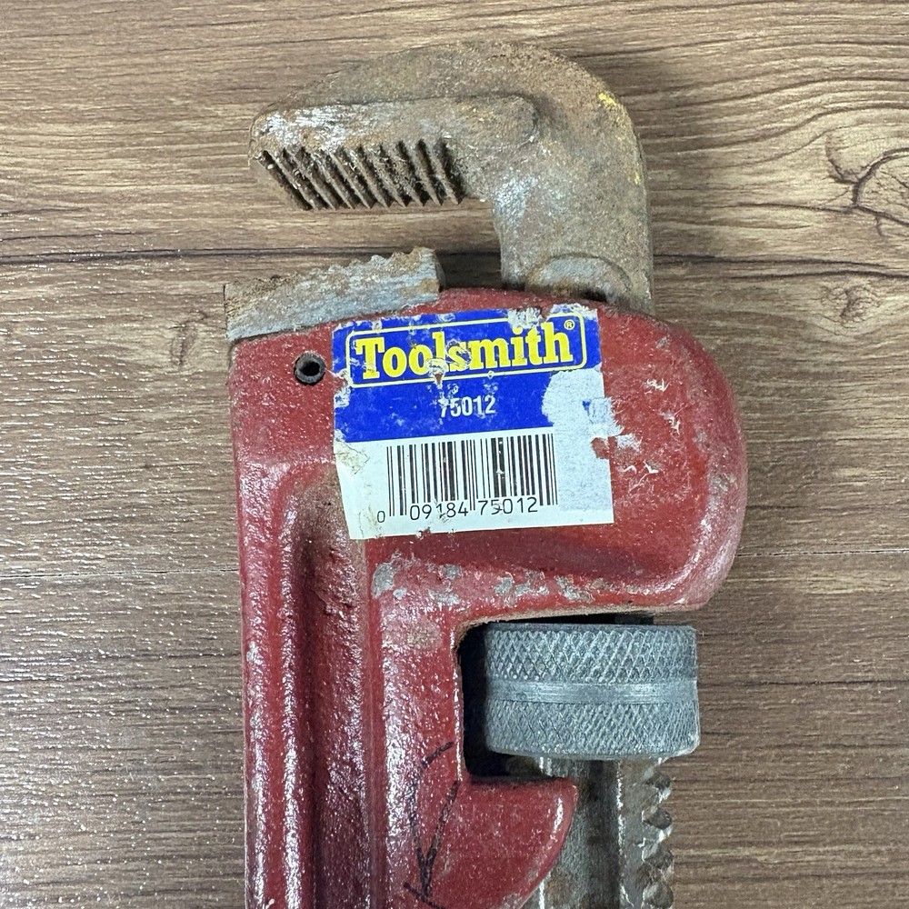Toolsmith 14” Pipe Wrench, Cast Iron, Heavy-Duty, Red
