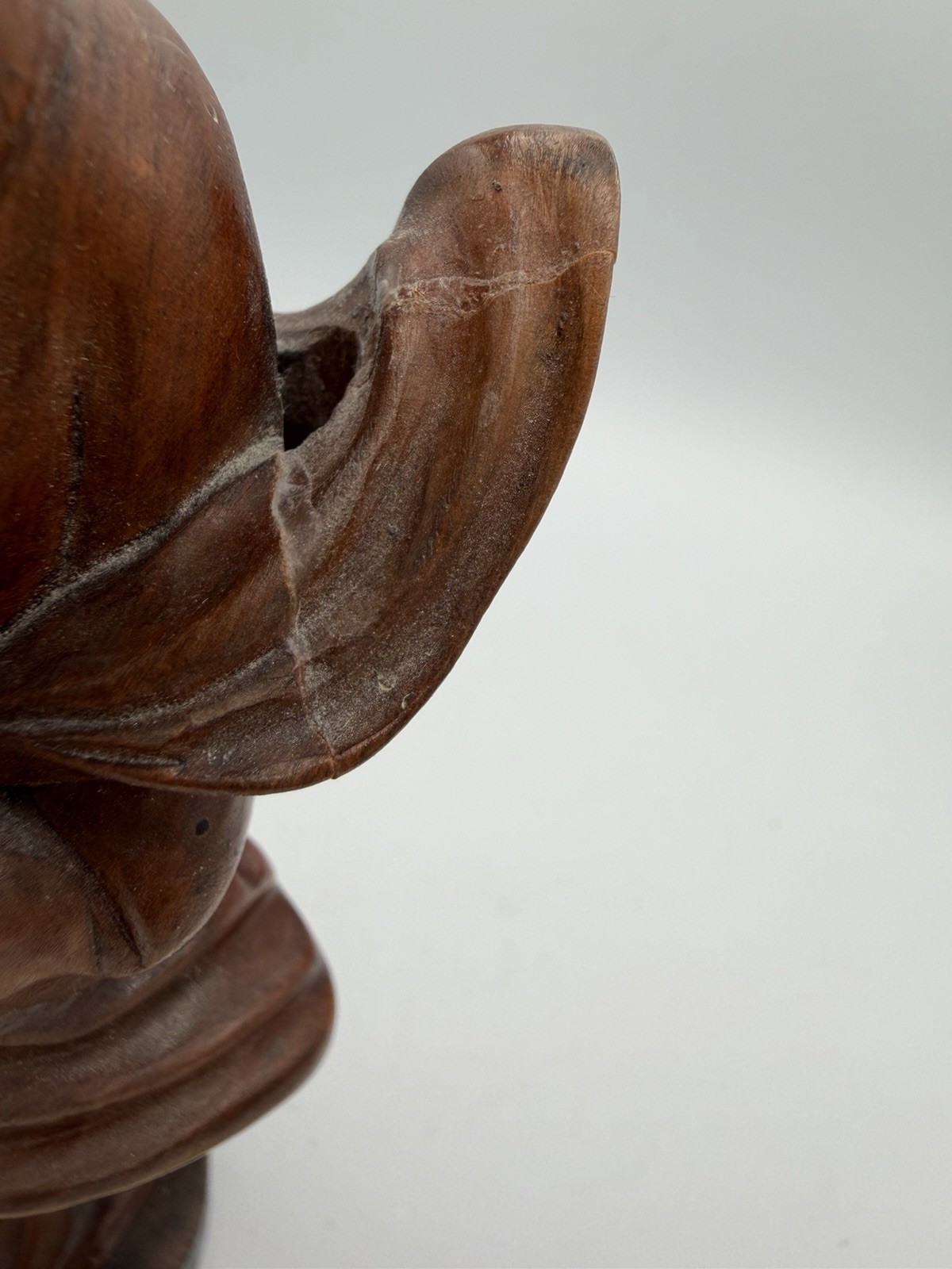 Vintage Hand Carved Wood Geisha Figurine Woman With Fan Asian Statue 9”