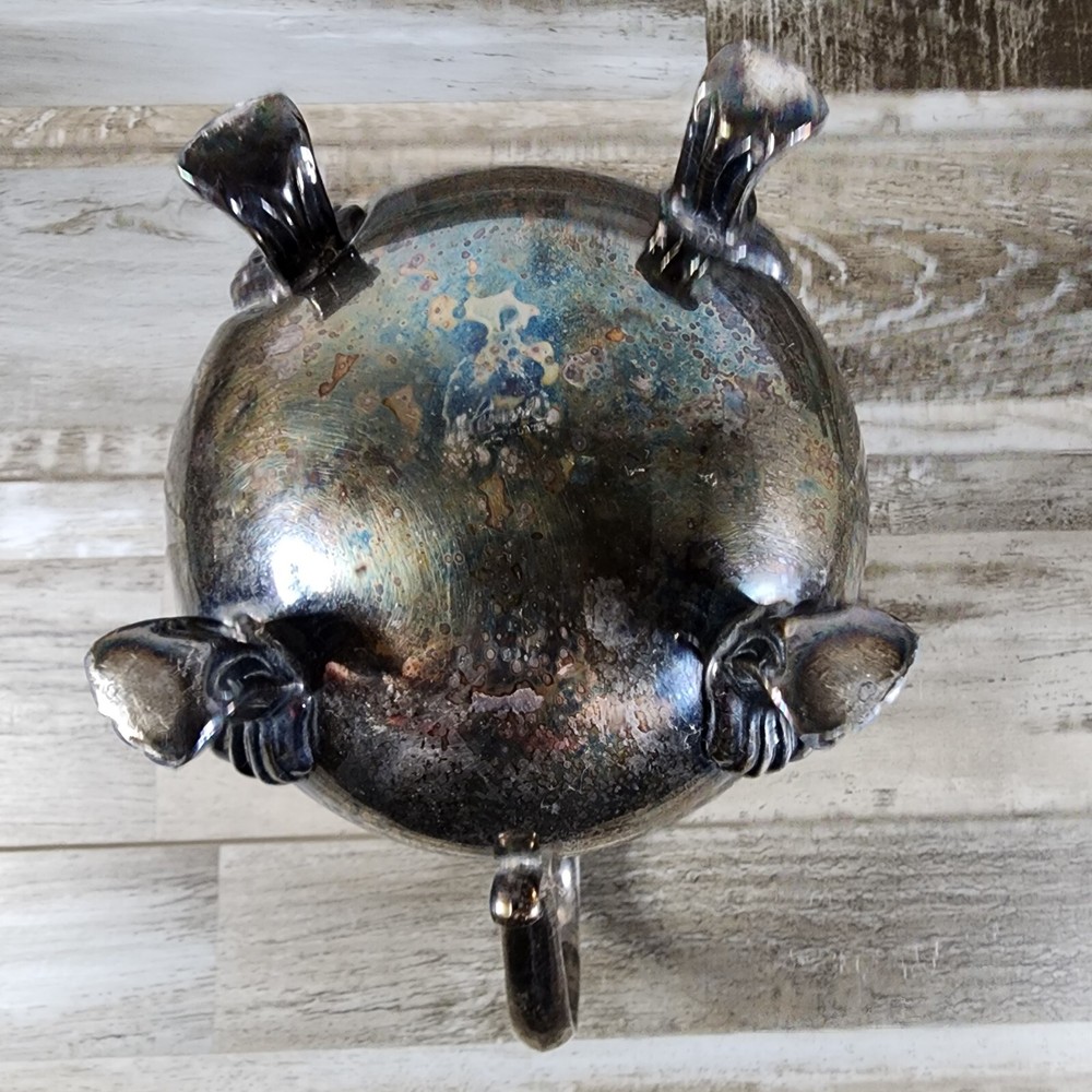 Vintage Silver Plate Leonard Silverplate Footed Water Pitcher With Ice Lip