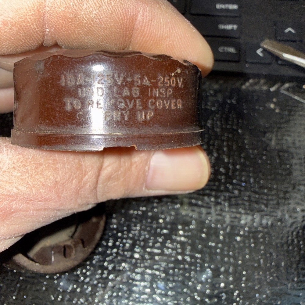 Vintage Round Surface mount Toggle Light Switch Bakelite early 1900s