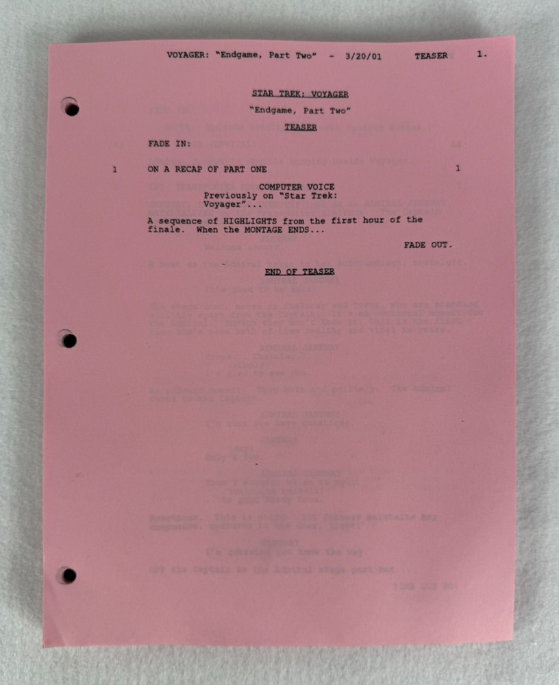Star Trek Voyager “Endgame, Part Two” Final Draft Studio Script 03/20/2001